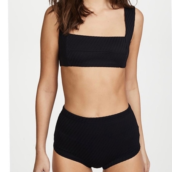 Fella Australian Vacation Textured Ribbed High Waisted Bikini Set Olive Green M - Picture 7 of 16